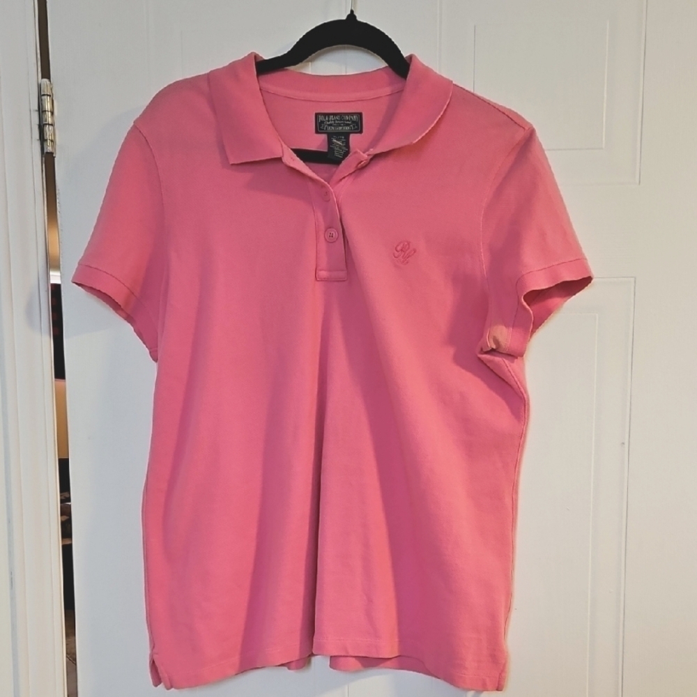 Polo Ralph Lauren Jeans Co Shirt Womens XL Pink VTG short sleeve embroidery RL